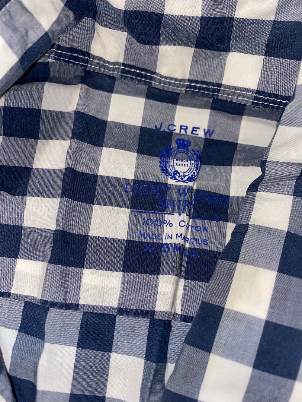 J. Crew Men’s Navy & White Gingham Button-Down Shirt